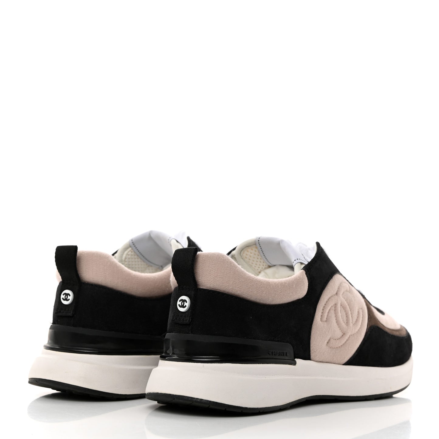 Suede Calfskin Fabric CC Sneakers 39 Dark Grey Light Pink