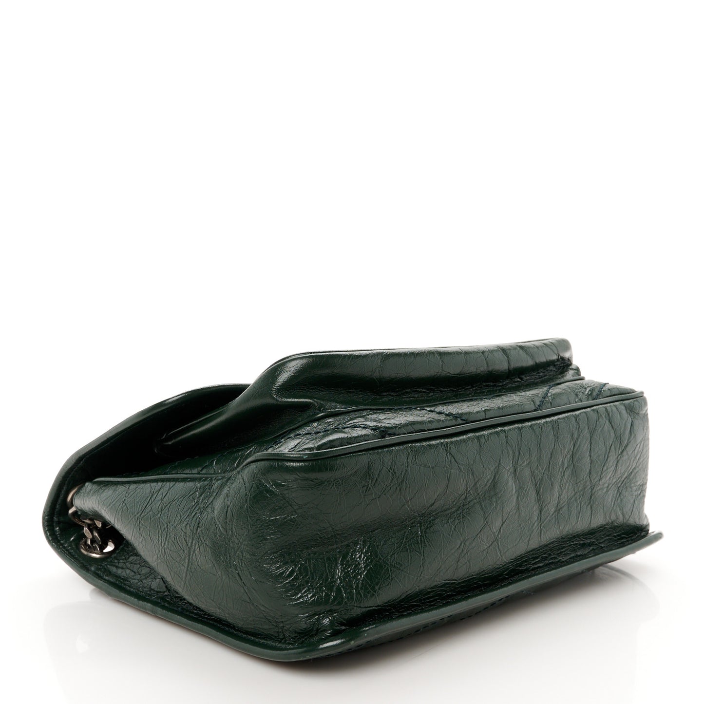 Crinkled Lambskin Matelasse Monogram Medium Niki Chain Satchel Dark Green