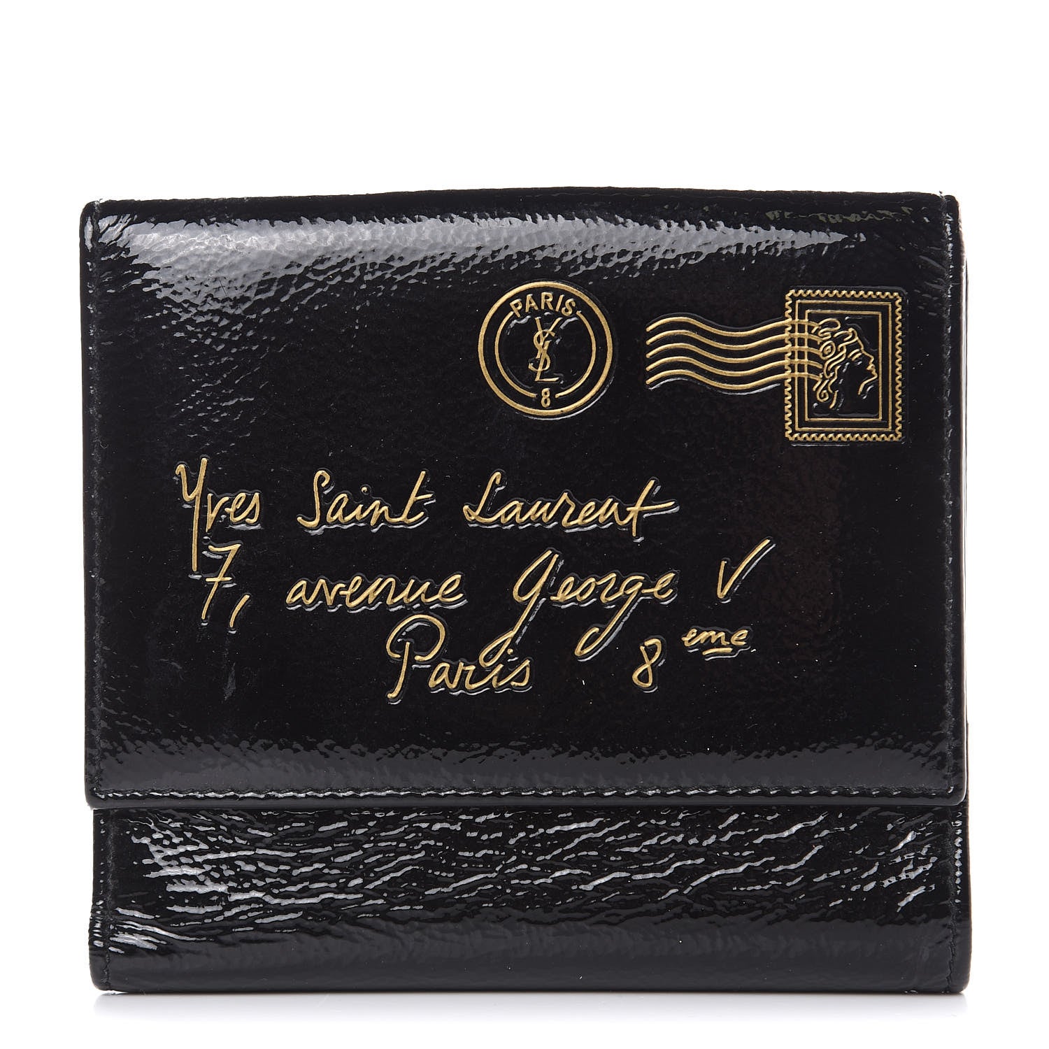 Saint Laurent Patent Y-Mail French Wallet Black 1 of 11