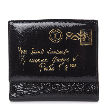 Saint Laurent Patent Y-Mail French Wallet Black 1 of 11
