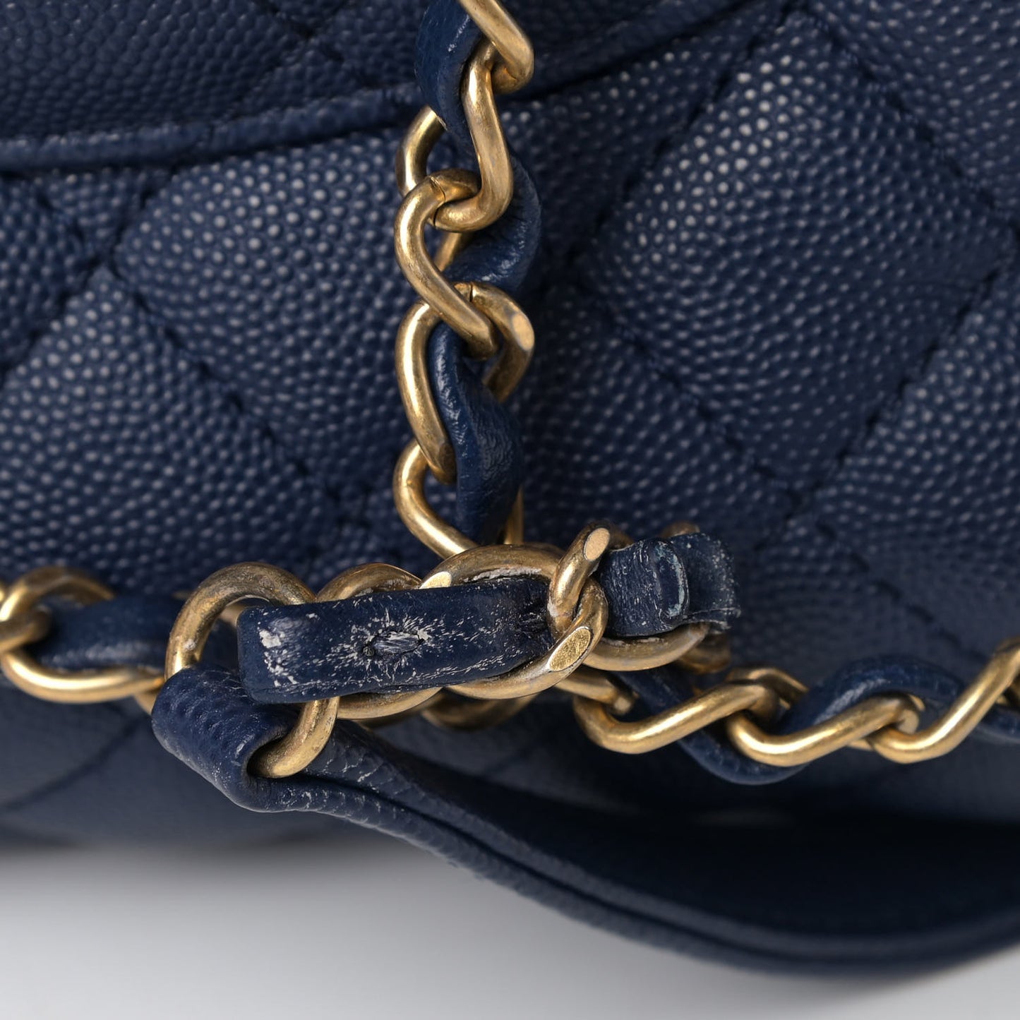 Caviar Lizard Quilted Large Coco Handle Flap Blue