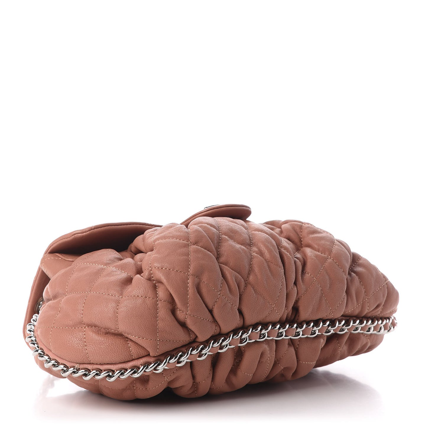 Washed Lambskin Quilted Medium Chain Around Flap Pink