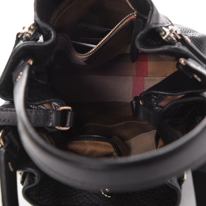 Burberry Grainy Calfskin House Check Small Maidstone Black 6 of 7