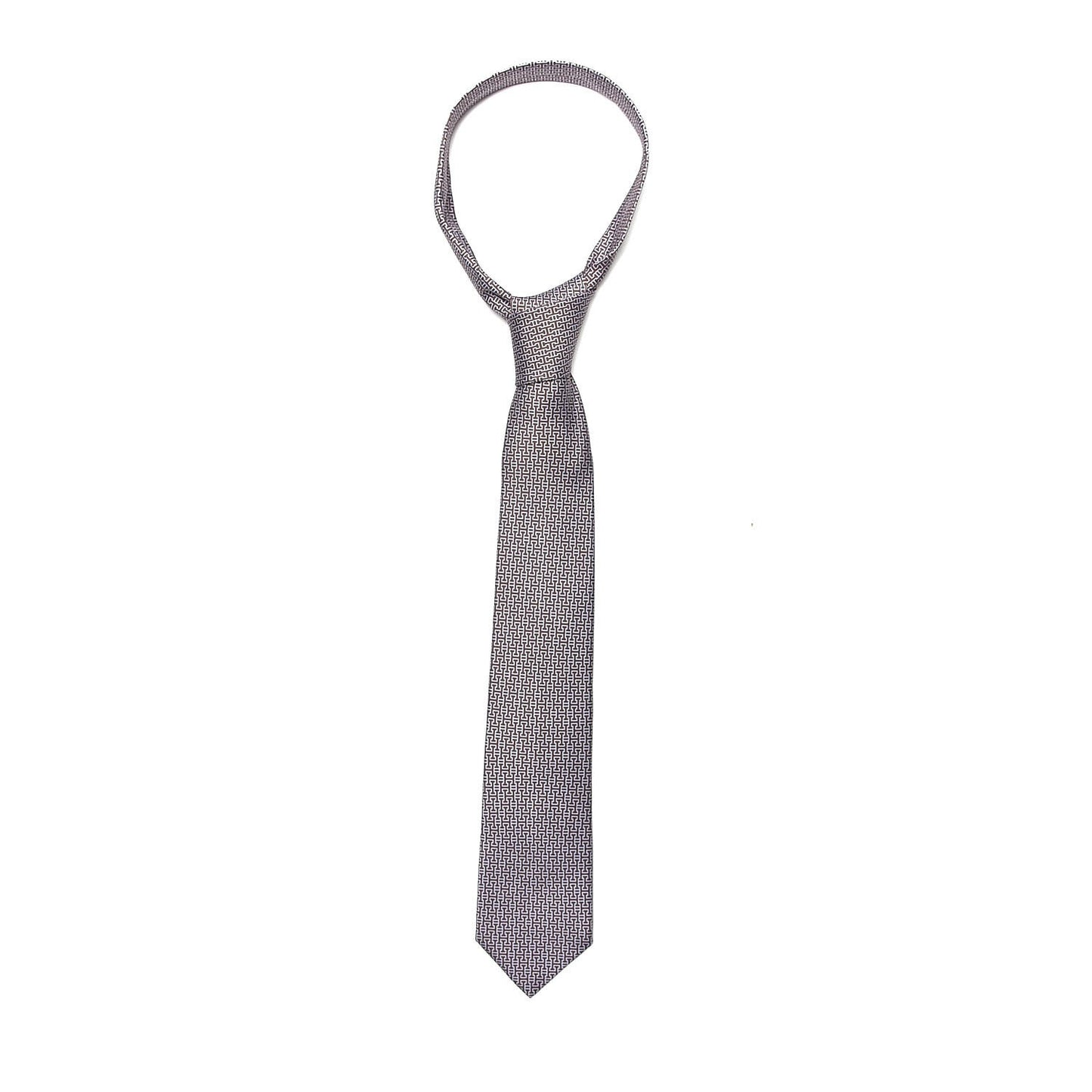 Silk Printed Mens Labyrinthe Neck Tie Ciel Marron