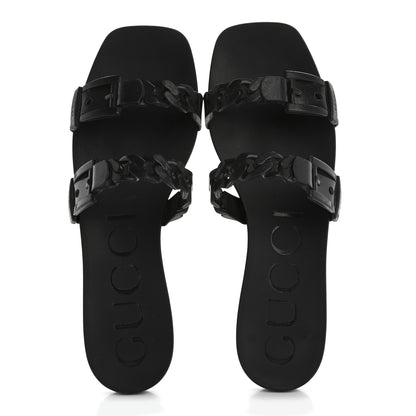 Gucci Rubber Womens Slide Sandals 38 Black 2 of 12
