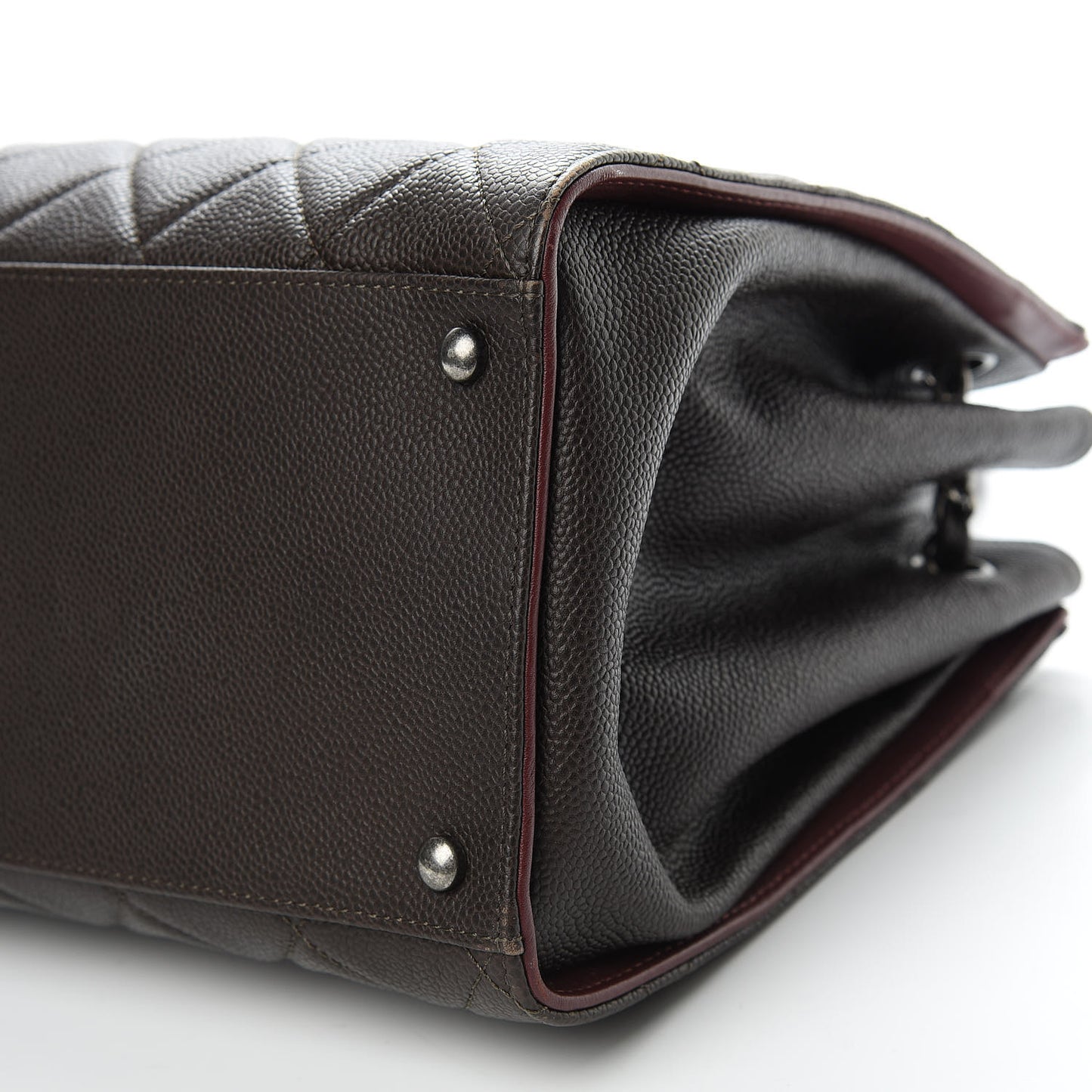 Caviar Quilted Large CC Accordion Shopping Bag Brown