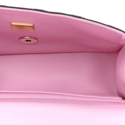 Chanel Lambskin Quilted Bi-Color Mini Top Handle Rectangular Flap Black Lilac 5 of 11