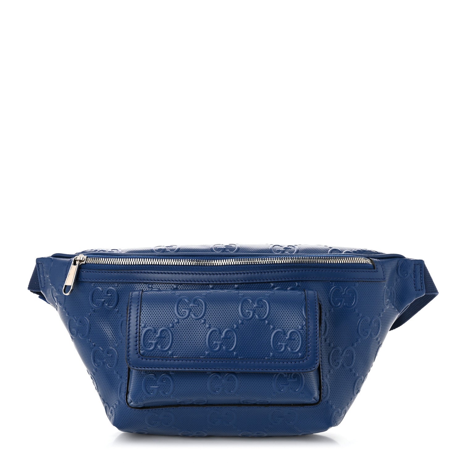Gucci Calfskin GG Tennis Embossed Pocket Belt Bag 90 Intense Metal Blue 1 of 11