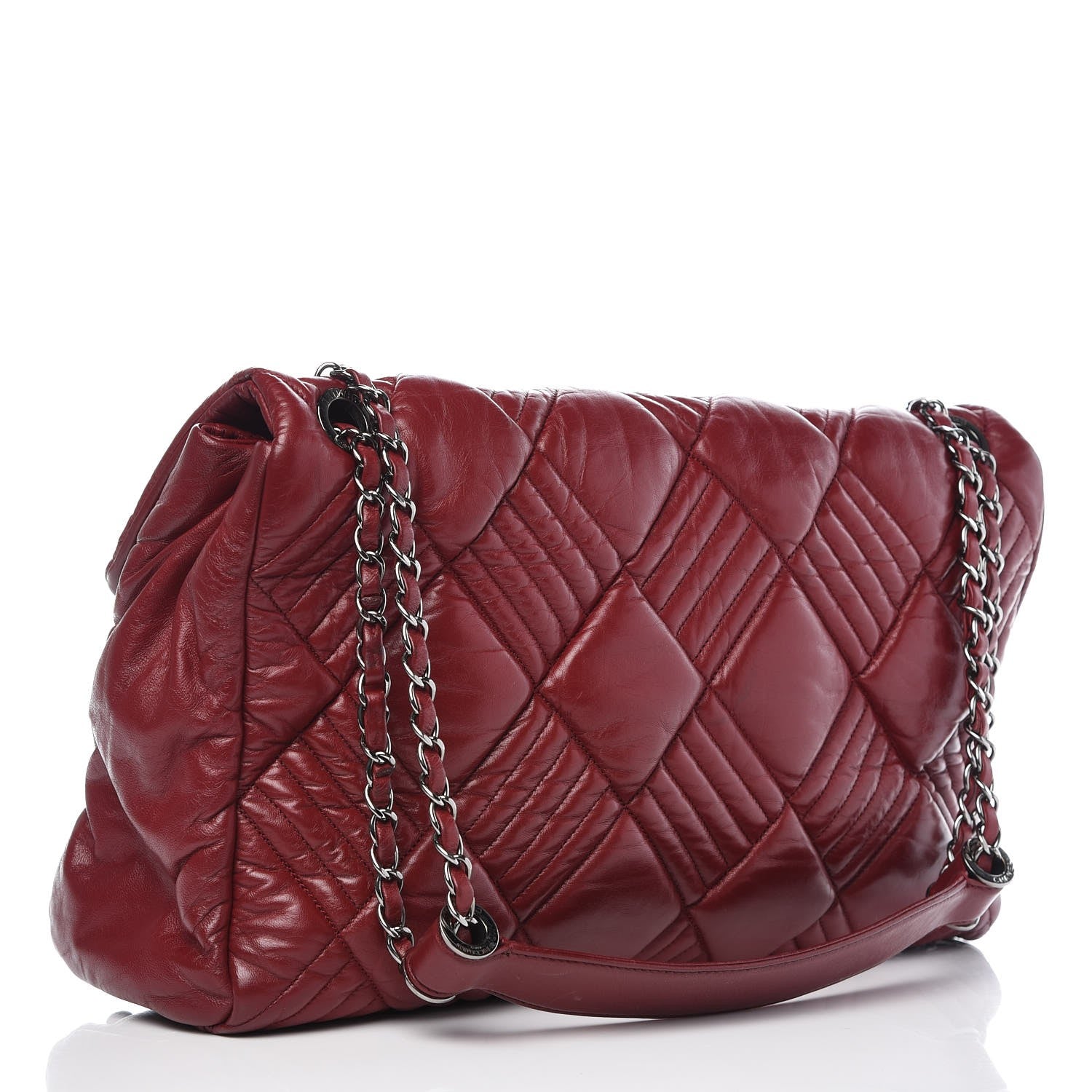 Chanel Calfskin Diagonal Quilted Flap Red 3 of 10