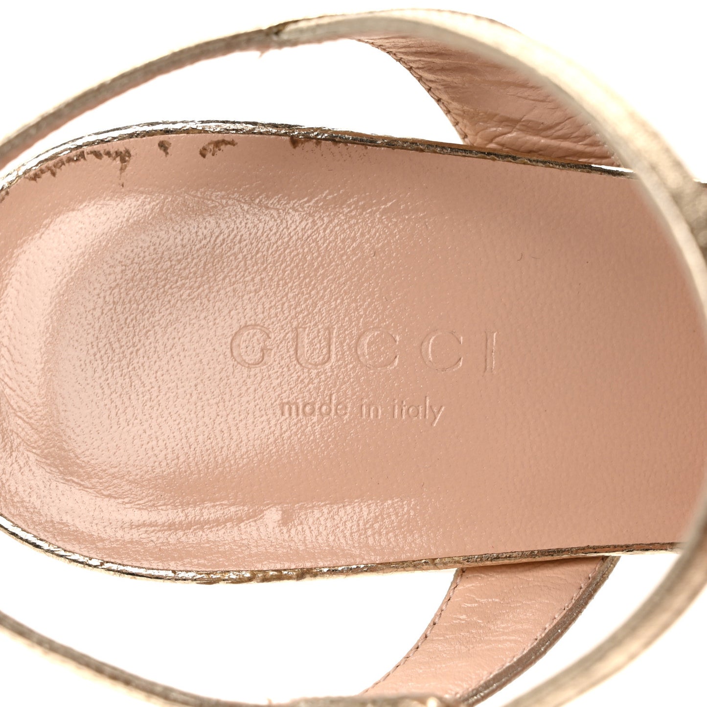 Galassia GG Marmont Ankle Wrap 75mm Sandals 38 Platino