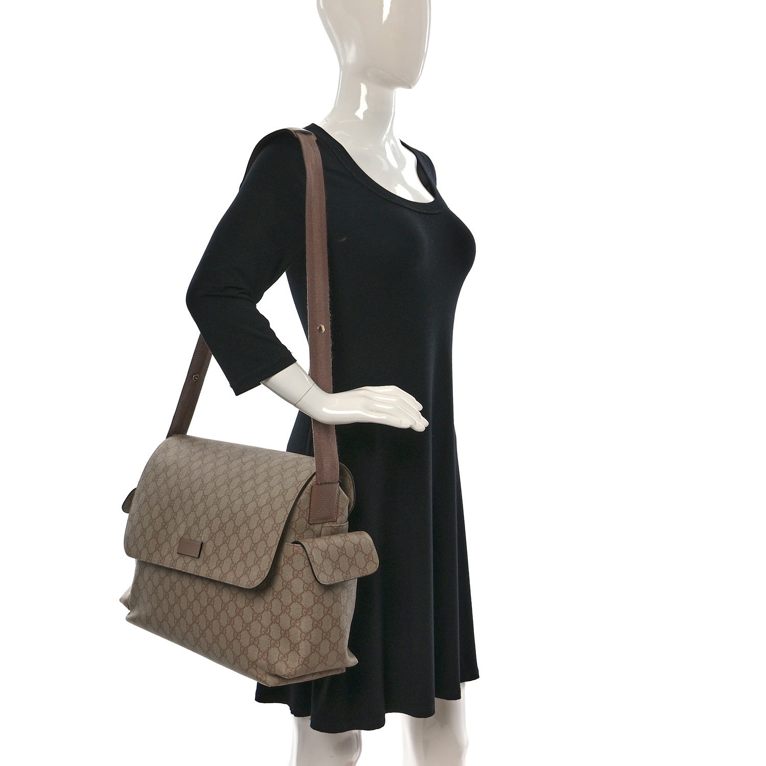 Gucci GG Supreme Monogram Messenger Diaper Bag Beige 2 of 17
