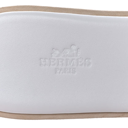 Hermes Calfskin Cork Eze 30 Sandals 41 White 7 of 9