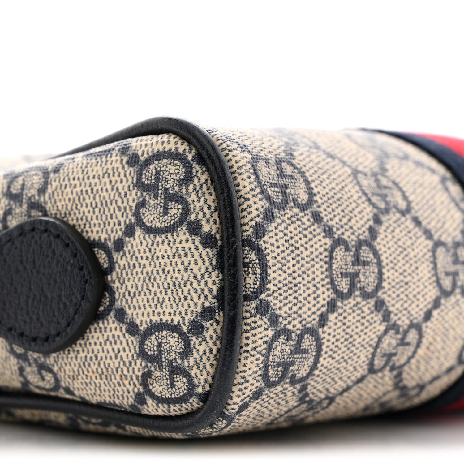 Gucci GG Supreme Monogram Textured Dollar Calfskin Web Mini Ophidia Shoulder Bag Beige Blue 9 of 12
