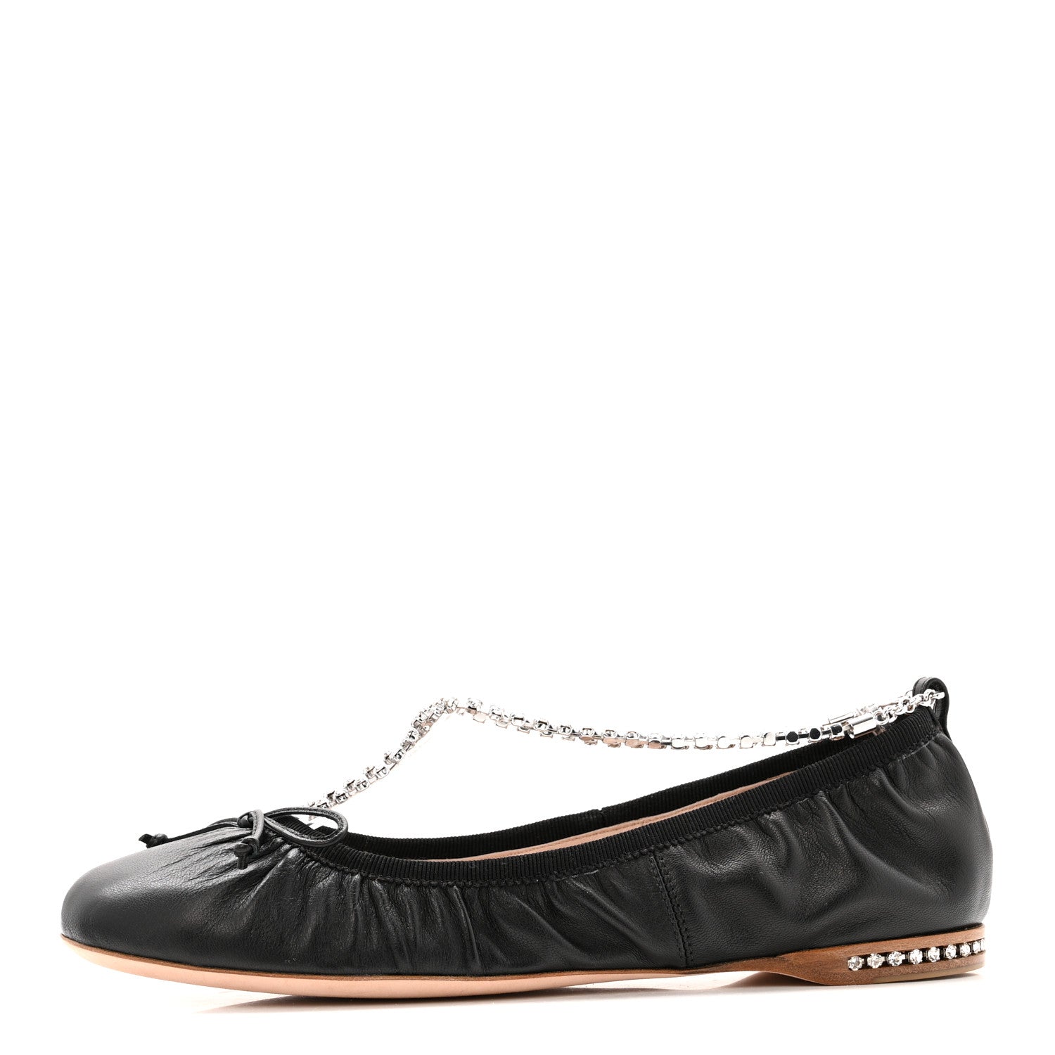 Miu Miu Nappa Crystal Ballet Flats 36.5 Black 1 of 10