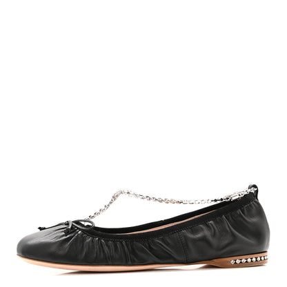 Miu Miu Nappa Crystal Ballet Flats 36.5 Black 1 of 10