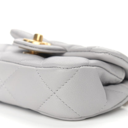 Chanel Calfskin Quilted Lady Handle Flap Card Holder With Chain Grey 9 of 9