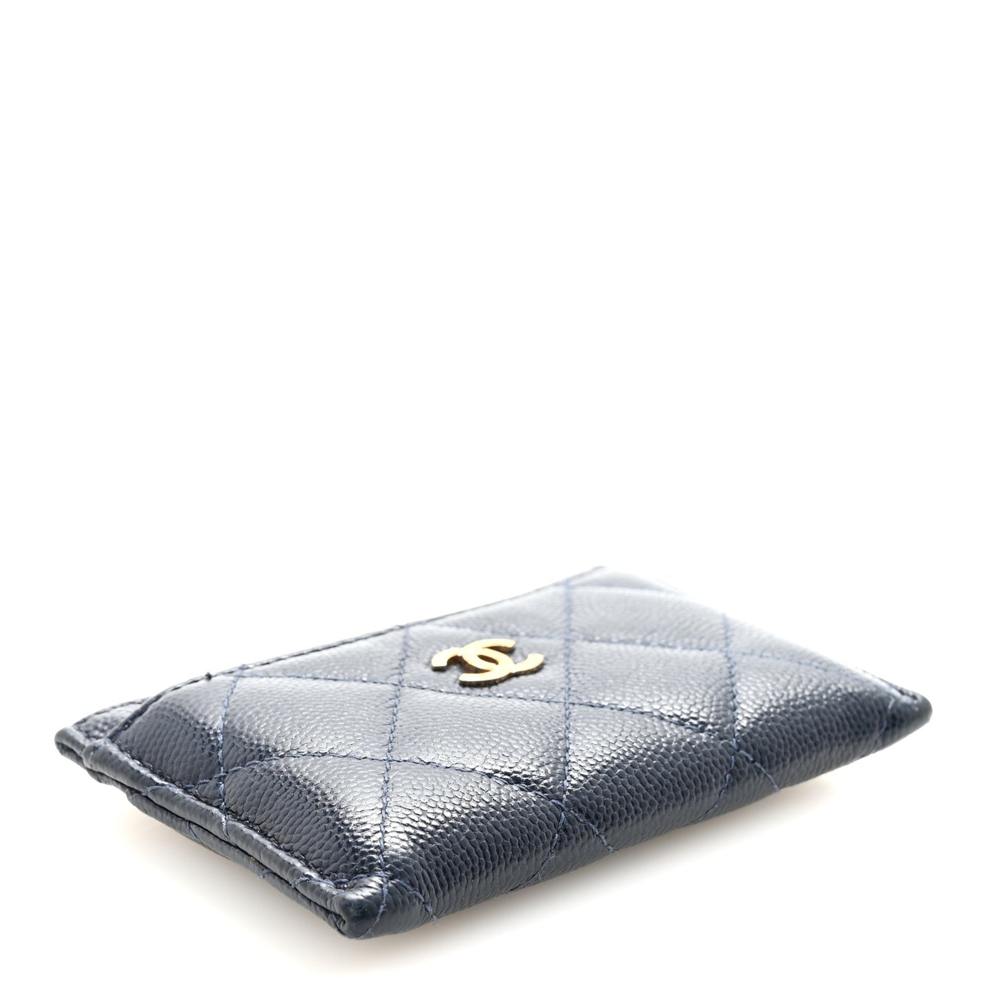 Caviar Quilted Card Holder Navy