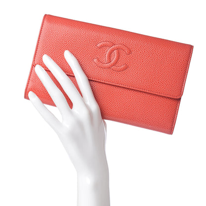 Chanel Caviar Timeless CC Large Flap Wallet Orange 2 of 8