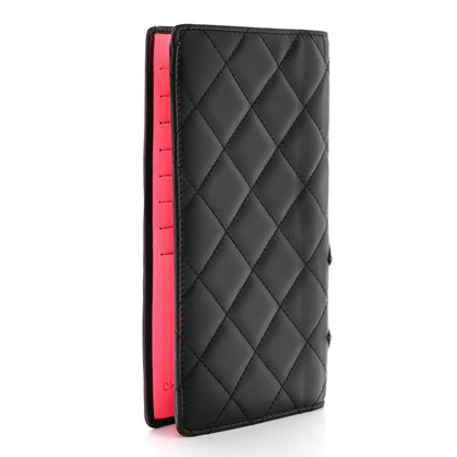 Chanel Calfskin Quilted Cambon Yen Wallet Black White 3 of 9