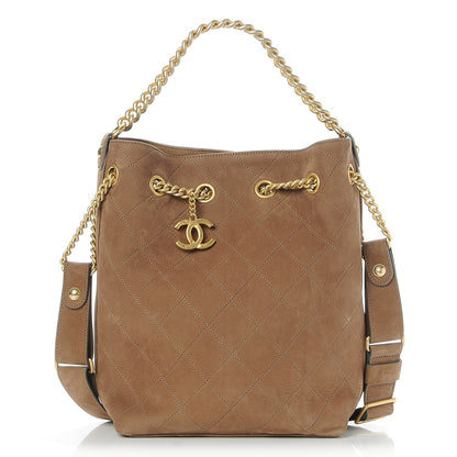 Chanel Suede Calfskin Small On My Shoulder Drawstring Bag Brown 1 of 7