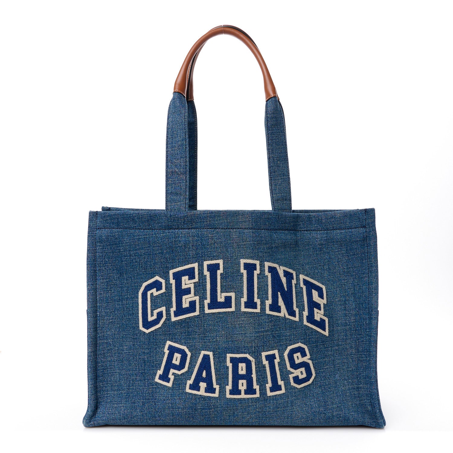 Celine Denim Large Thais Cabas Navy Tan 1 of 10