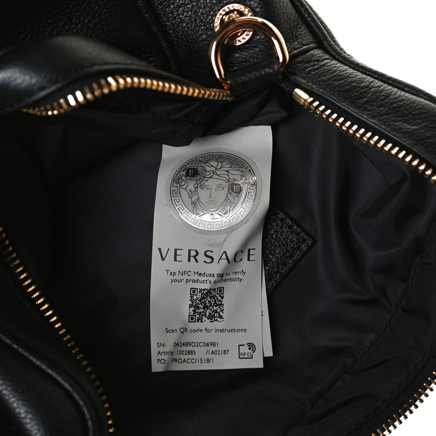 Grained Calfskin Small Medusa Messenger Bag Black