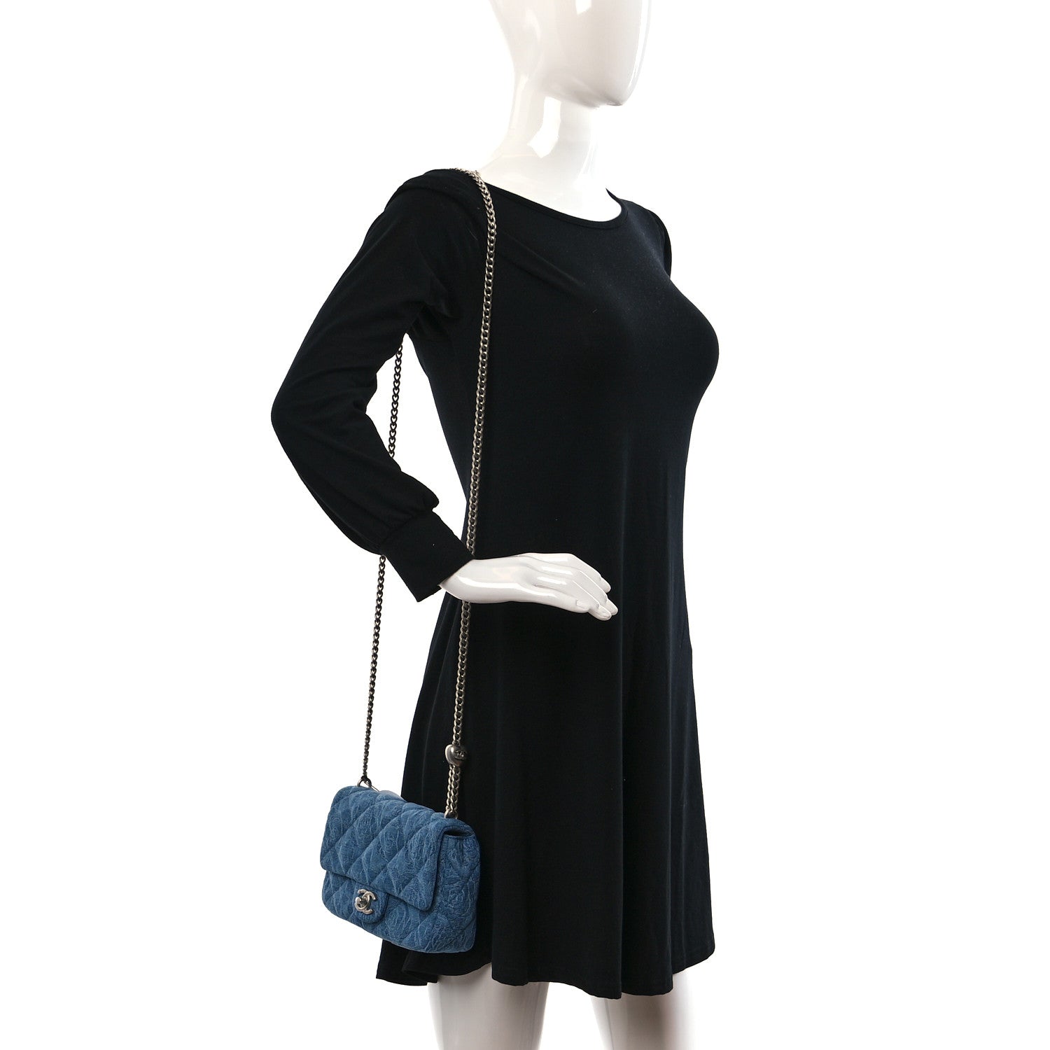 Chanel Denim Quilted Camellia Sweetheart Mini Flap Blue 2 of 9