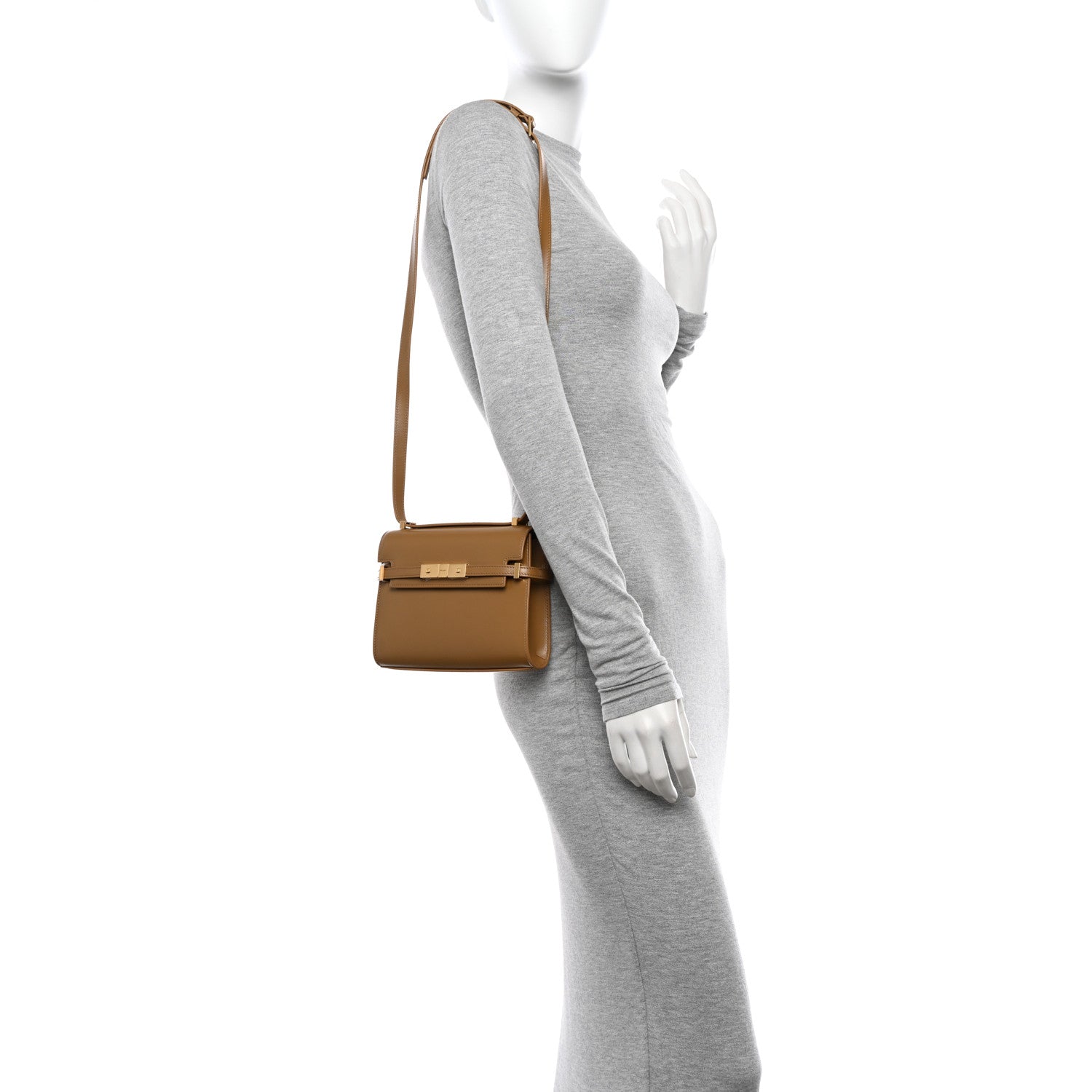 Saint Laurent Smooth Calfskin Mini Manhattan Shoulder Bag Baguette Cheddar 2 of 10