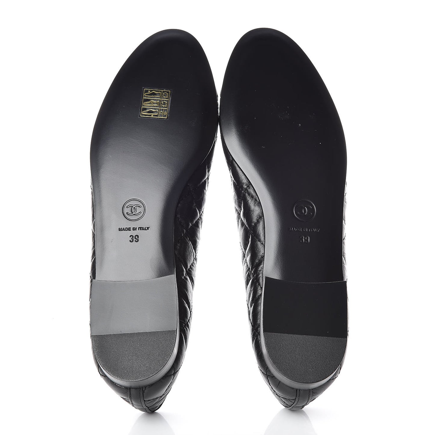 Aged Calfskin Quilted Cap Toe Ballerina Flats 39 Black