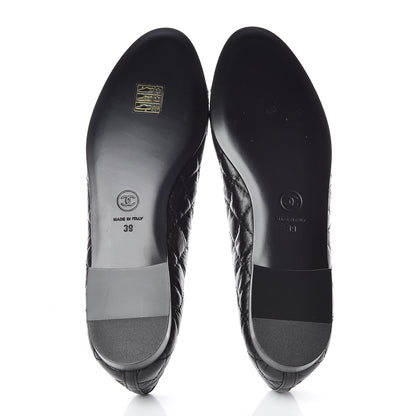 Chanel Aged Calfskin Quilted Cap Toe Ballerina Flats 39 Black 5 of 8