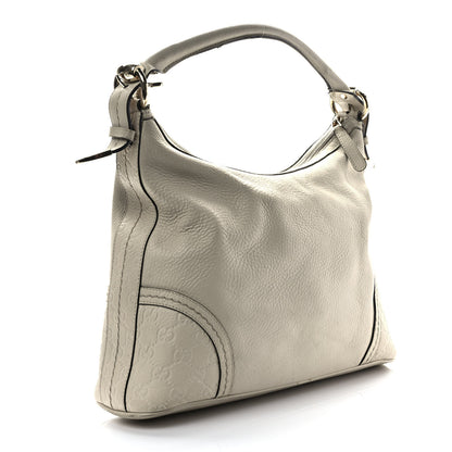 Gucci Pebbled Calfskin Guccissima Trim Medium Signoria Hobo Off White 3 of 14