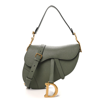 Christian Dior Grained Calfskin Saddle Bag With Strap Sage Green 1 of 10