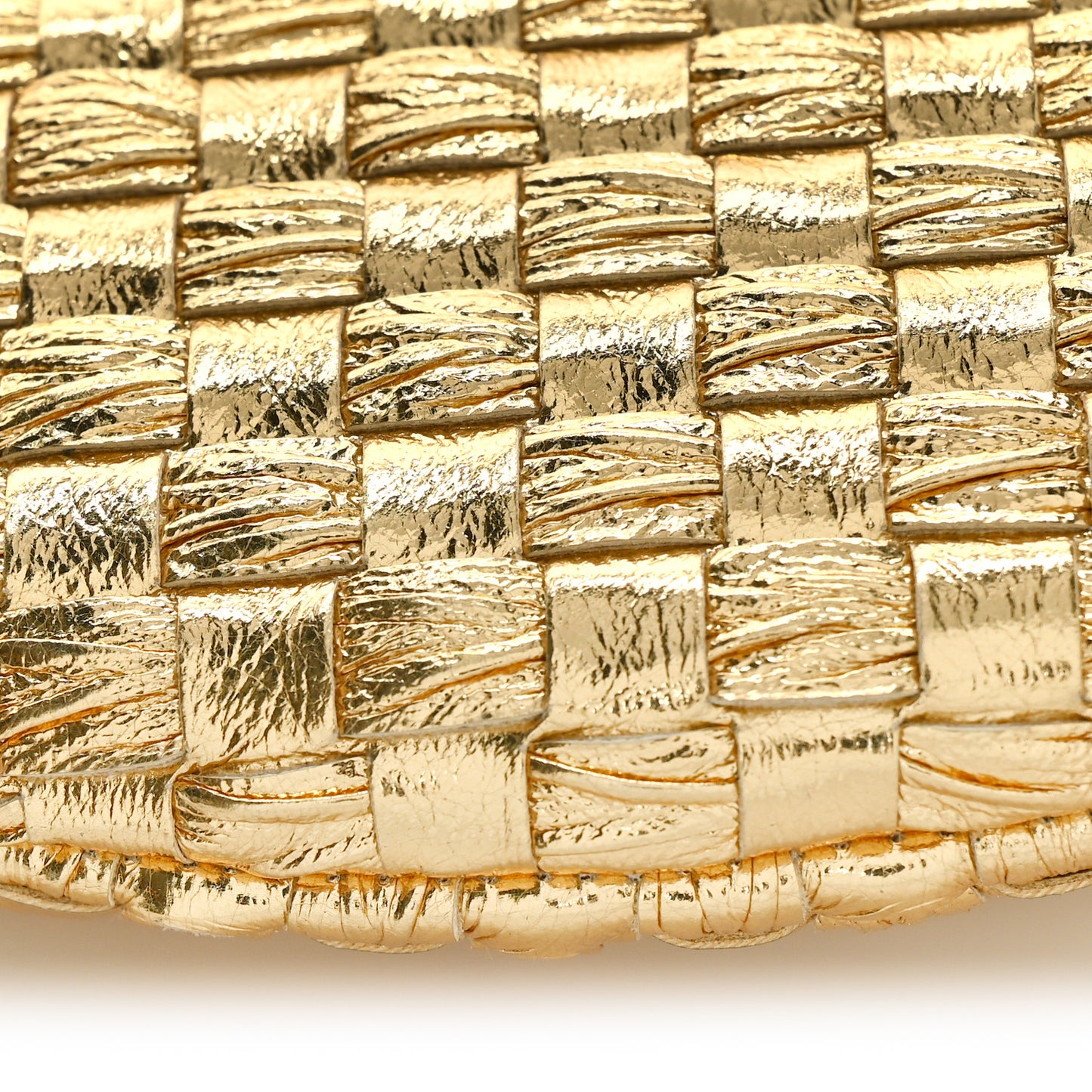 Metallic Nappa Intrecciato Medium Turn Pouch Gold