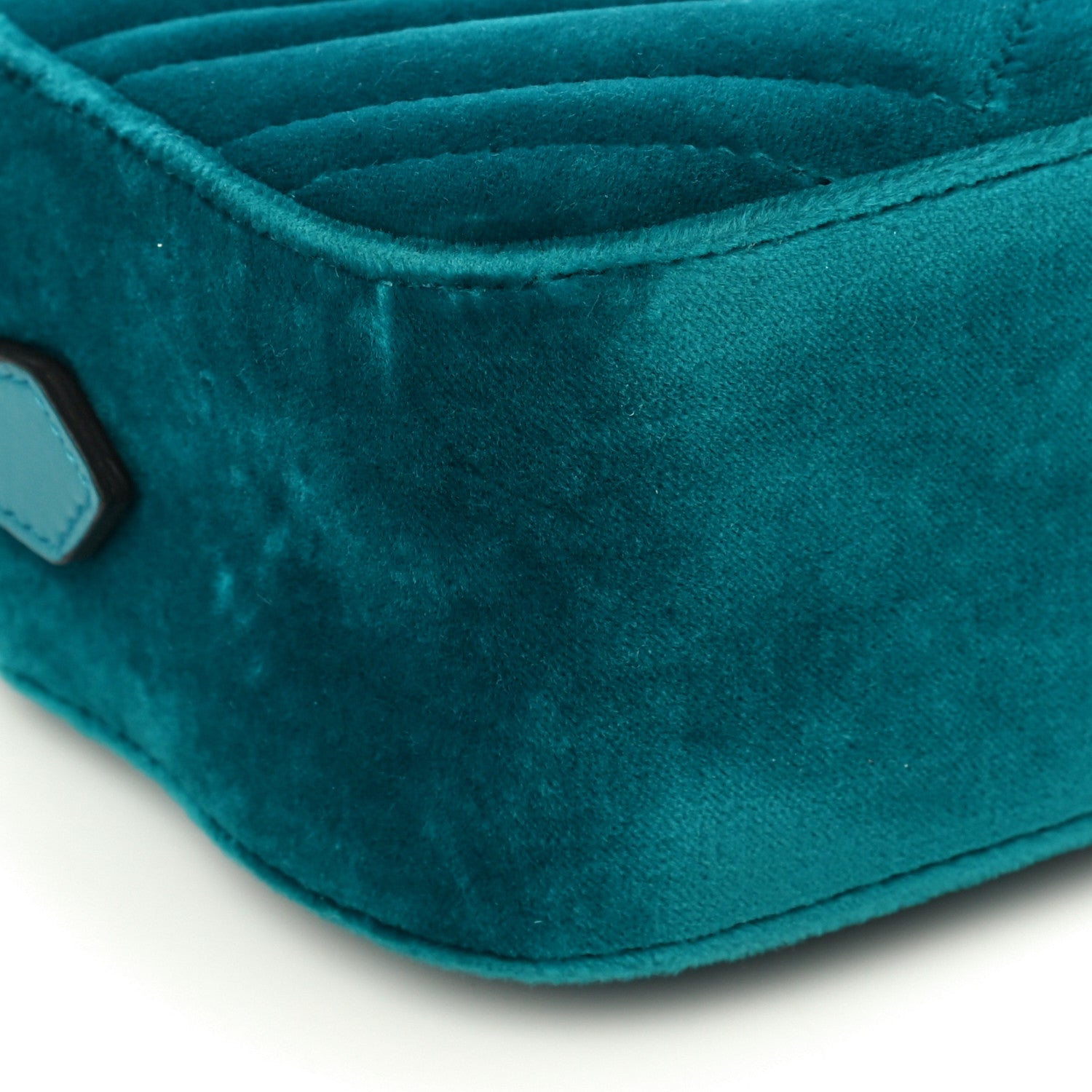 Gucci Velvet Matelasse Small GG Marmont Chain Shoulder Bag Pavone Cyan 10 of 11