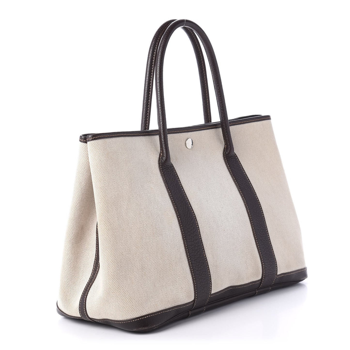 Toile Buffle Gala Garden Party Tote 36 MM Marron Fonce