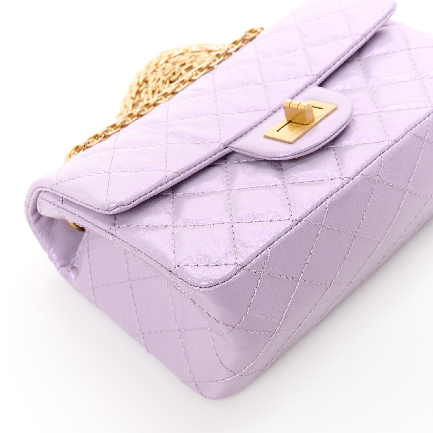 Chanel Glittered Aged Calfskin Quilted Mini 2.55 Reissue Flap Lilac 10 of 11