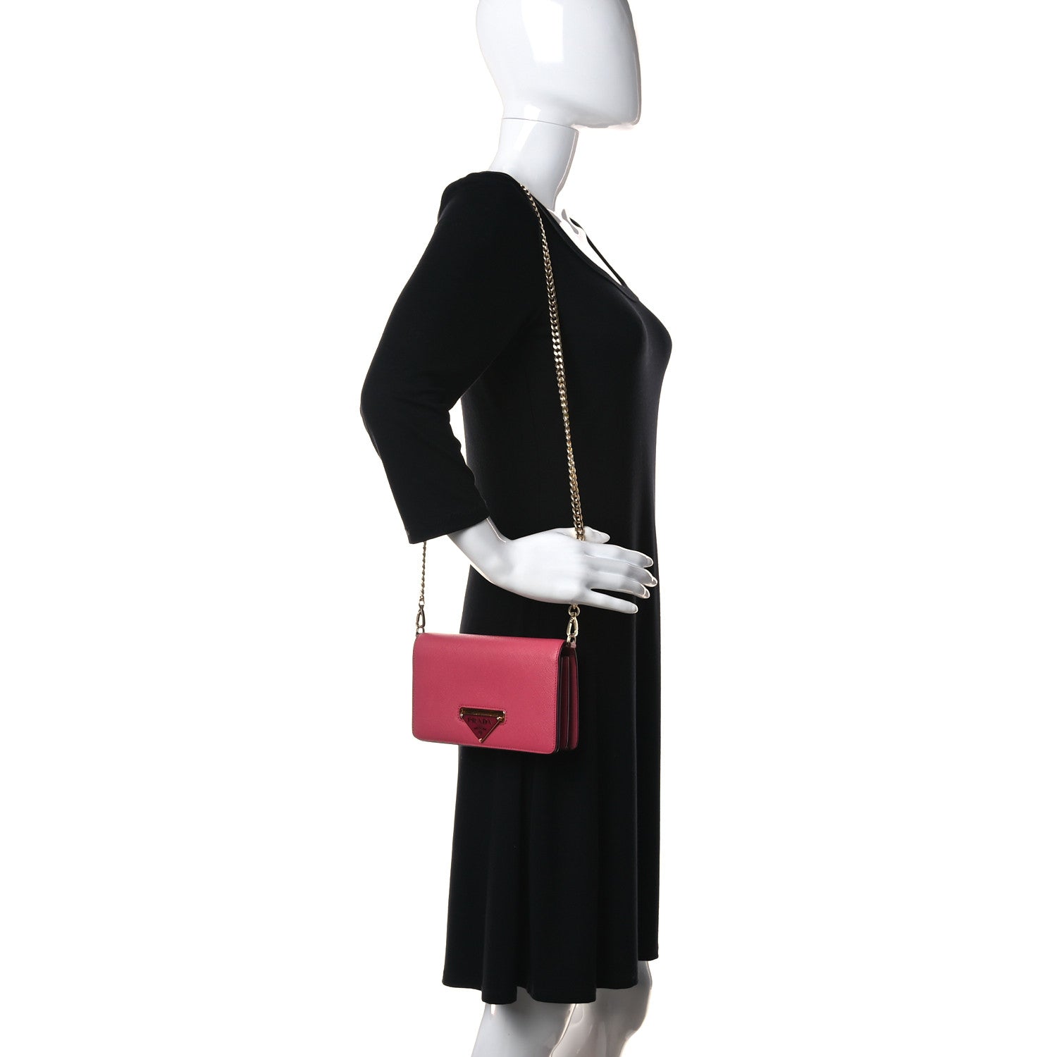 Prada Saffiano Bandoliera Flip Lock Chain Crossbody Bag Peonia 2 of 9