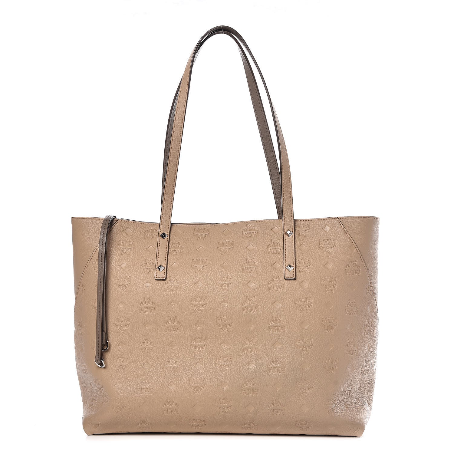 MCM Calfskin Ottomar Monogram Medium Klara Top Zip Tote New Beige 1 of 11