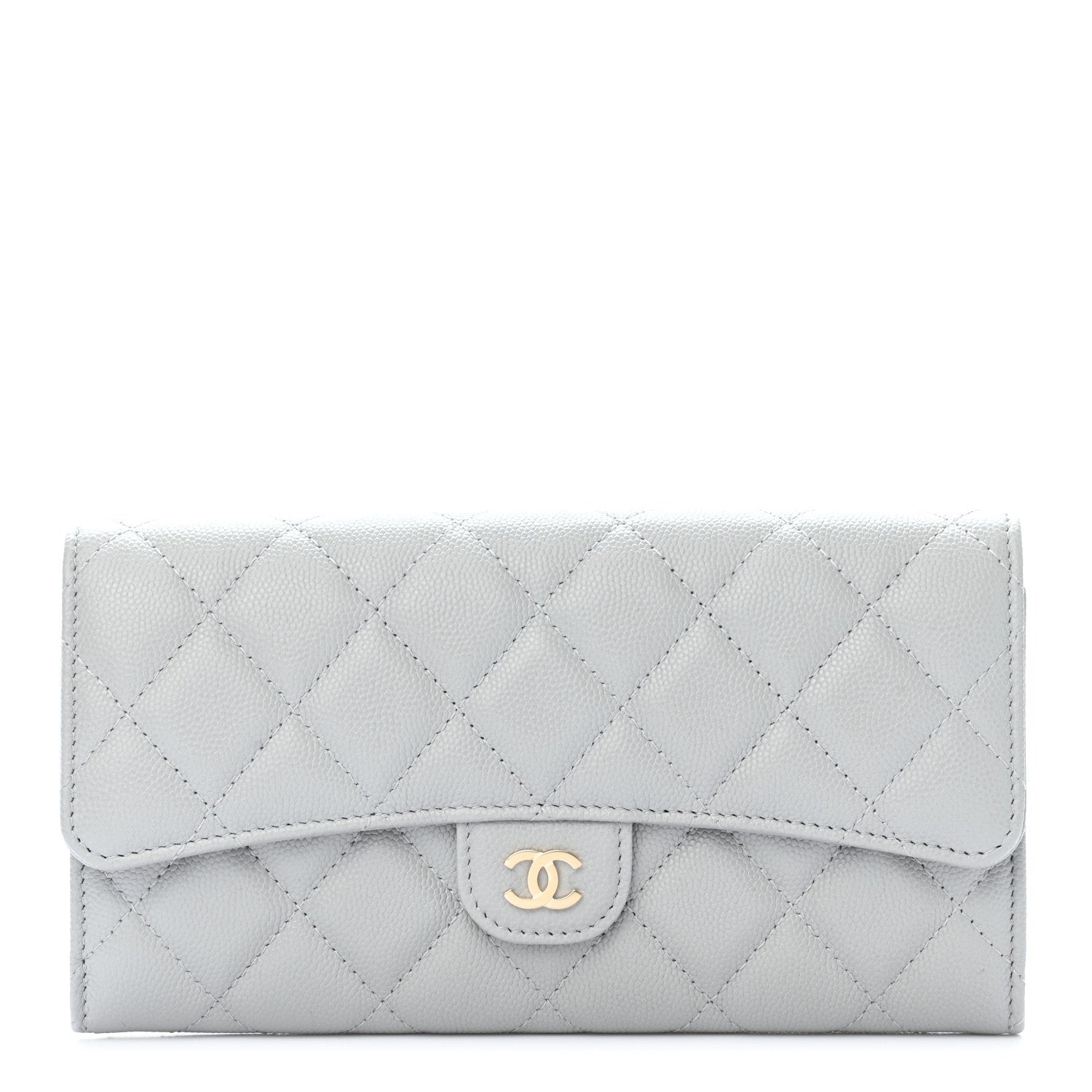 Chanel Caviar Quilted Large Flap Wallet Grey 1 of 9