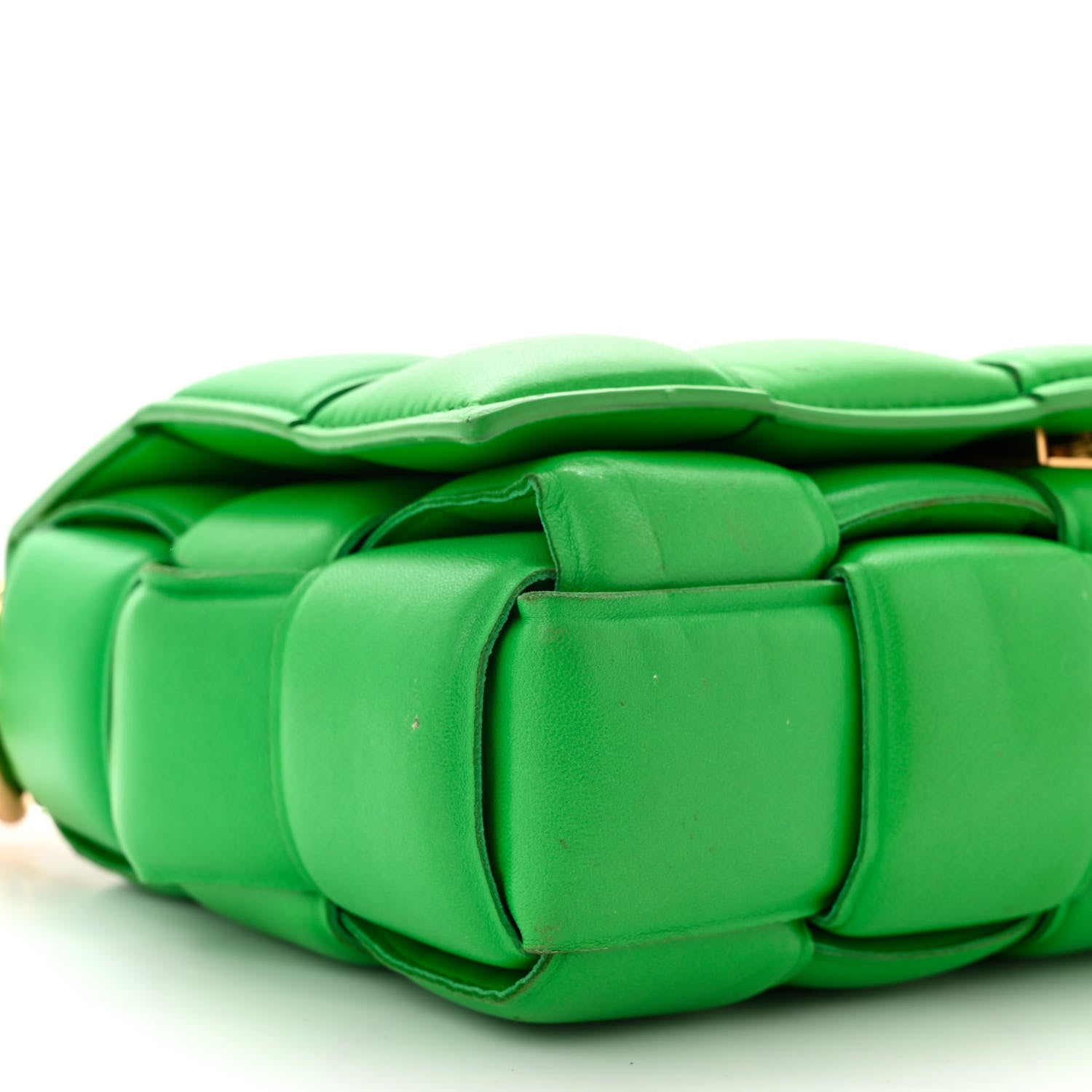 Bottega Veneta Lambskin Maxi Intreccio Padded Chain Cassette Crossbody Bag Grass 9 of 13
