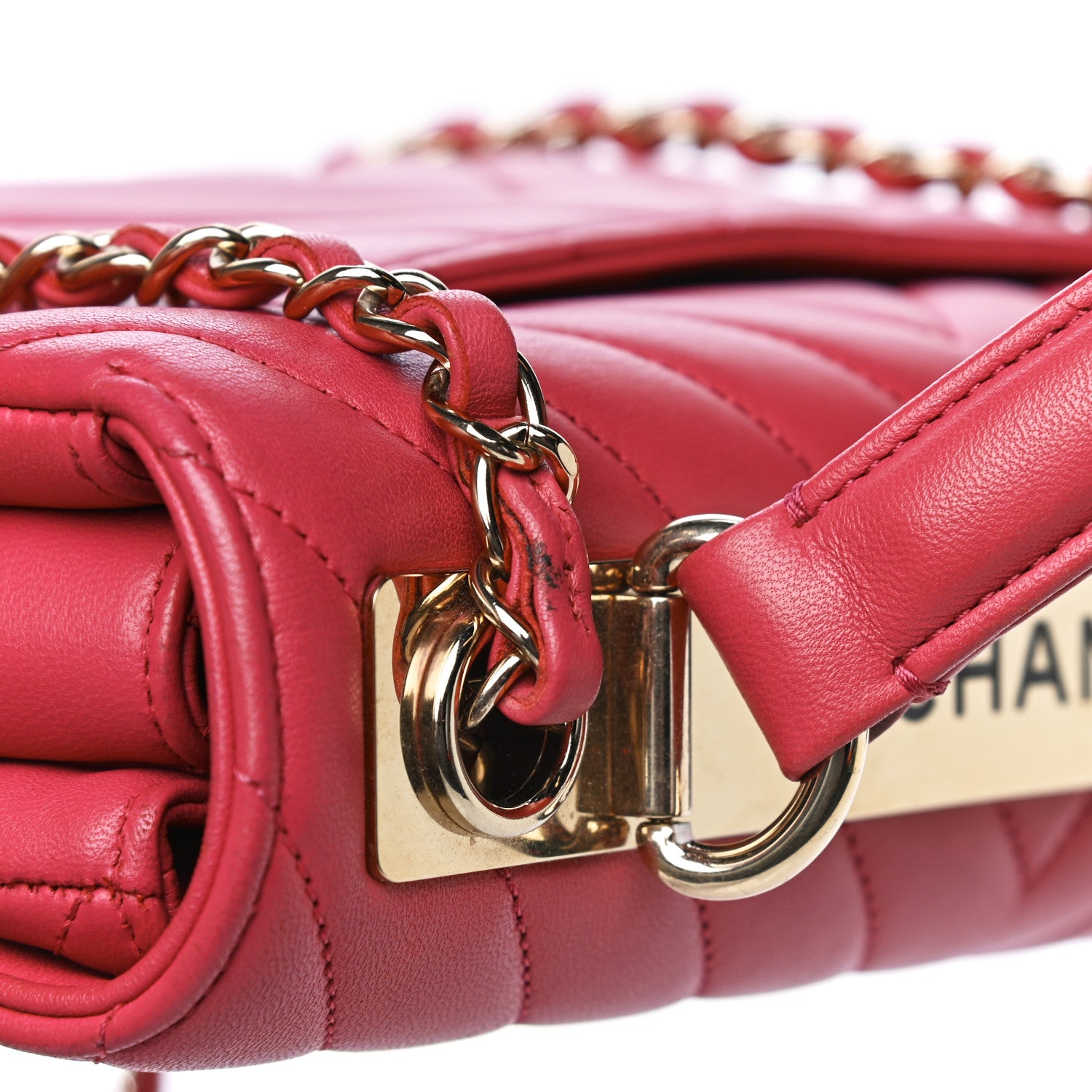 Chanel Lambskin Chevron Quilted Small Trendy CC Dual Handle Flap Bag Pink 10 of 14