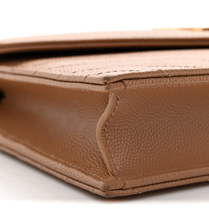 Saint Laurent Grain De Poudre Matelasse Chevron Monogram Envelope Chain Wallet Cork 9 of 12