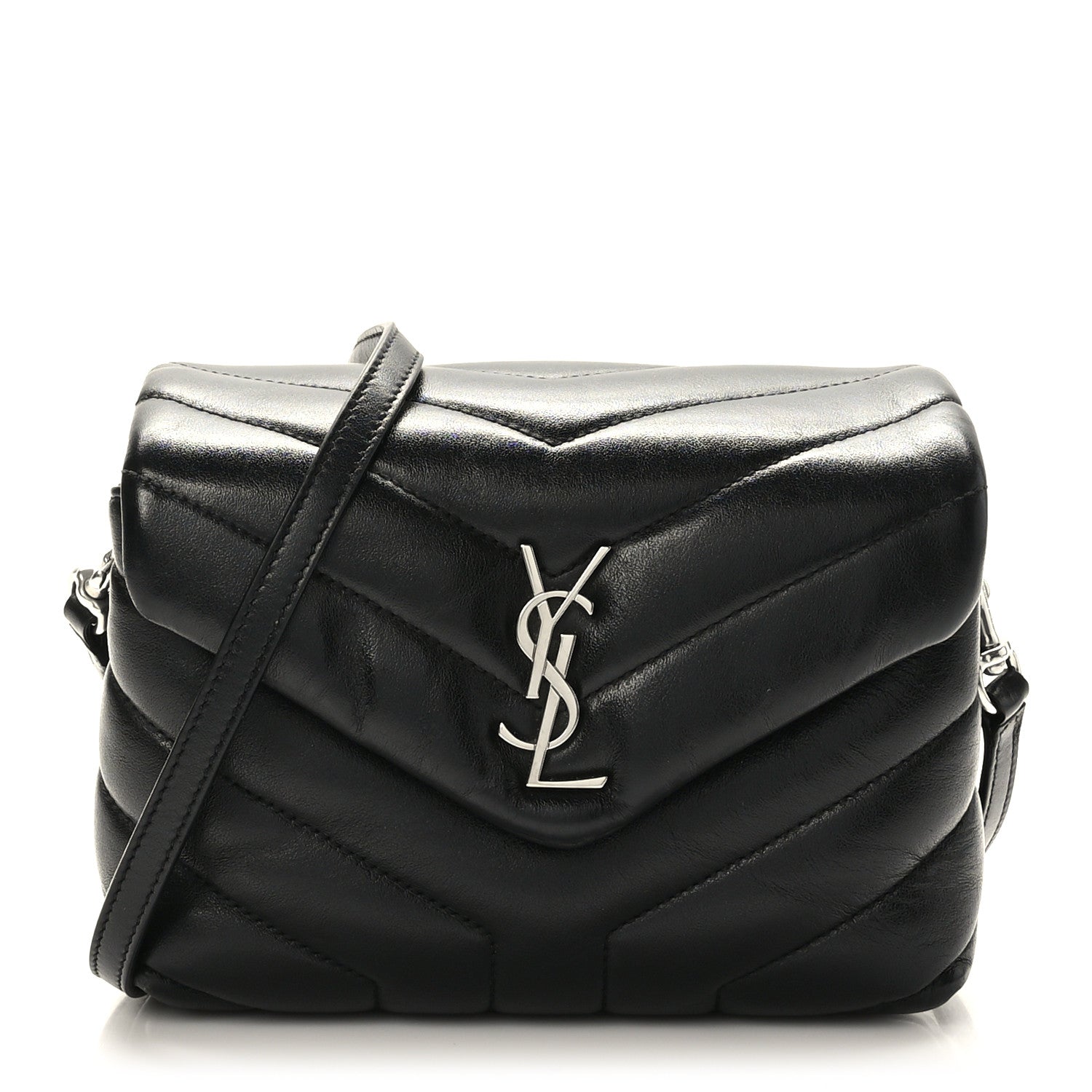 Saint Laurent Calfskin Y Quilted Monogram Toy Loulou Crossbody Bag Black 1 of 10