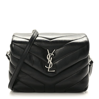Saint Laurent Calfskin Y Quilted Monogram Toy Loulou Crossbody Bag Black 1 of 10