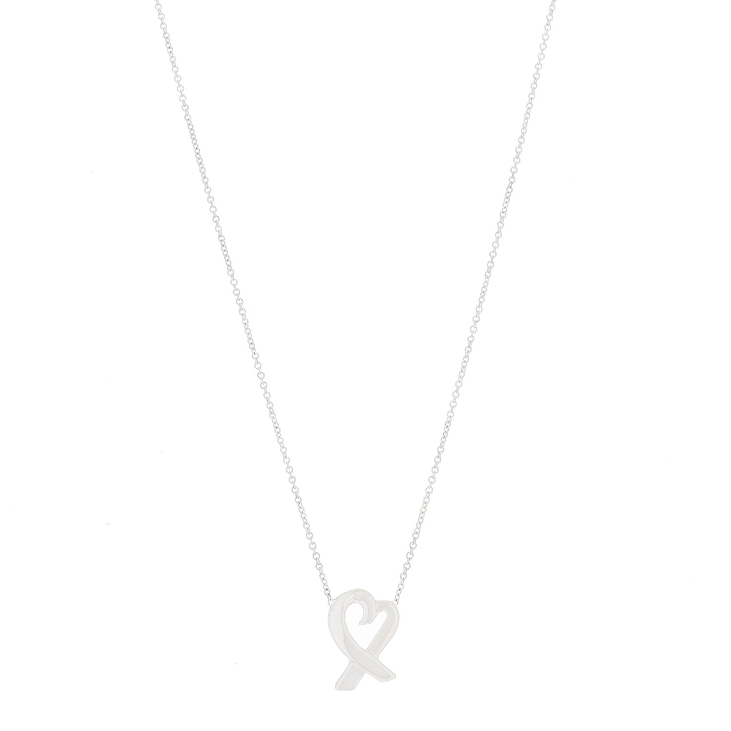 Tiffany Sterling Silver Paloma Picasso Loving Heart Pendant Necklace 1 of 5