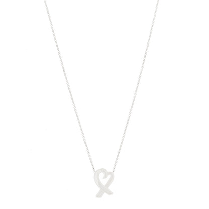 Tiffany Sterling Silver Paloma Picasso Loving Heart Pendant Necklace 1 of 5