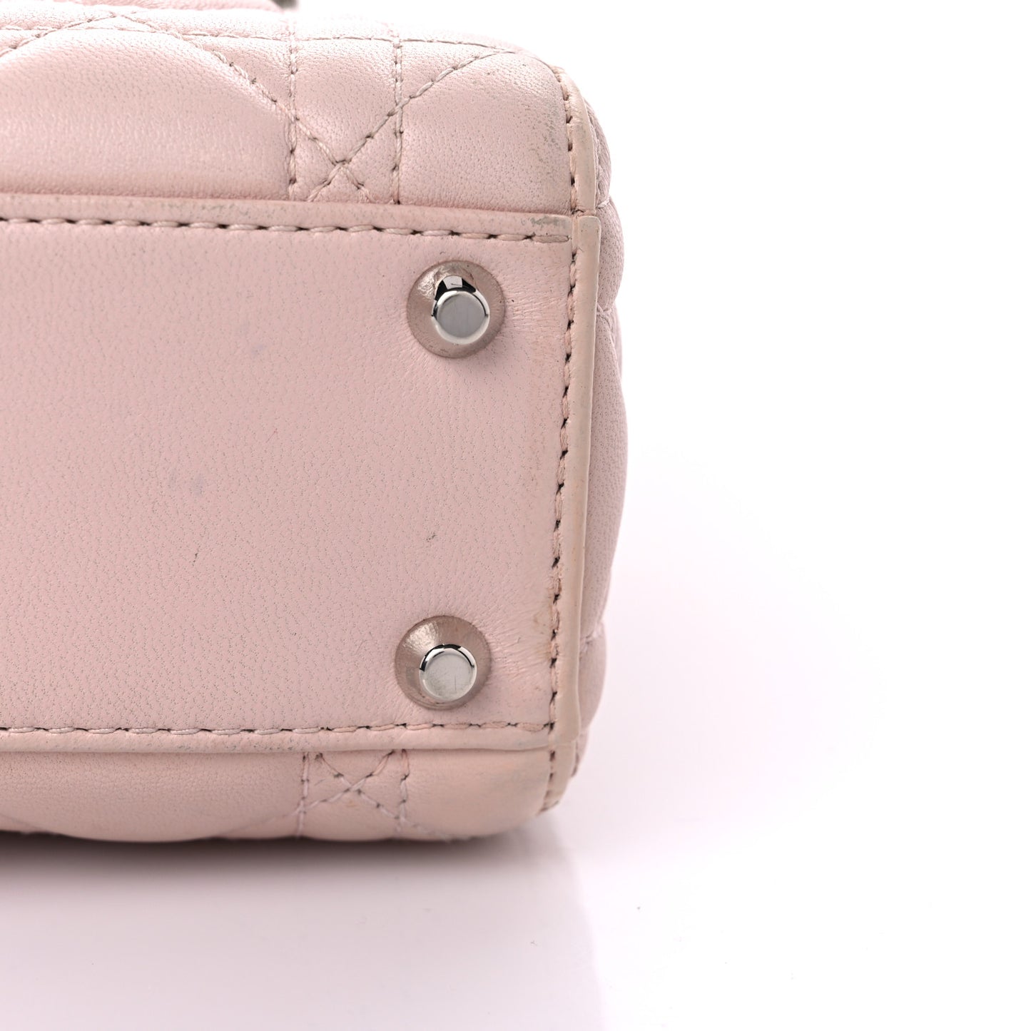 Lambskin Cannage Mini Lady Dior Crystal Strap Rose Poudre