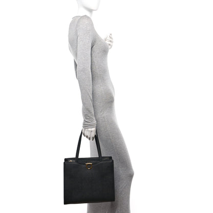 Salvatore Ferragamo Grainy Calfskin Gemini Tote Black Bonbon 2 of 13