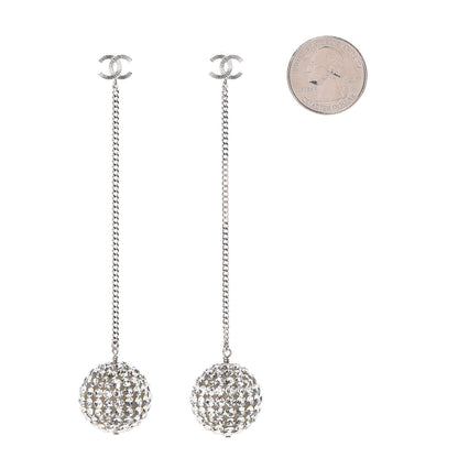 Chanel Crystal CC Drop Earrings Silver 2 of 6