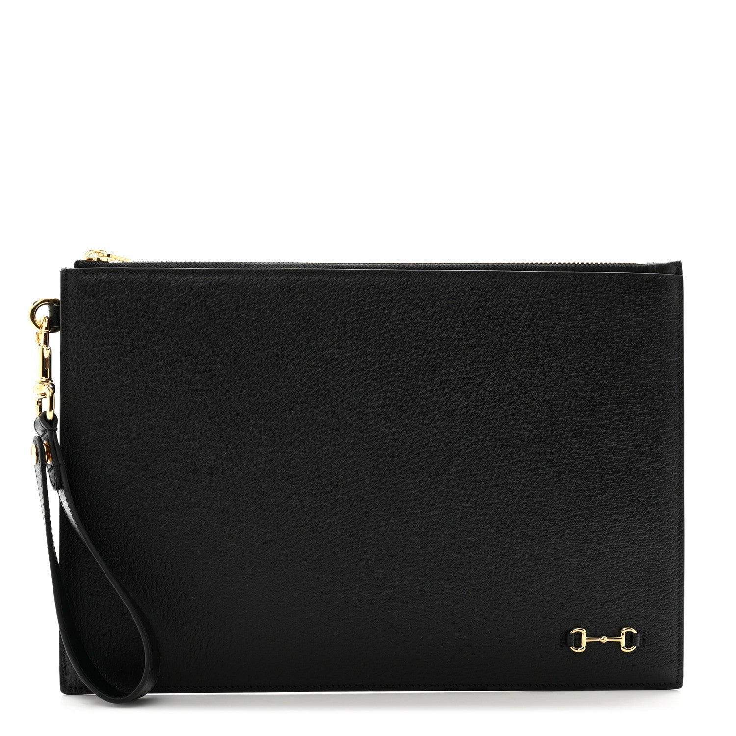 Gucci Calfskin Horsebit 1955 Wristlet Pouch Black 1 of 9